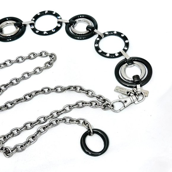 Chico's Chain Link Belt Gunmetal & Silver Tone w/Rhinestones - Picture 7 of 10